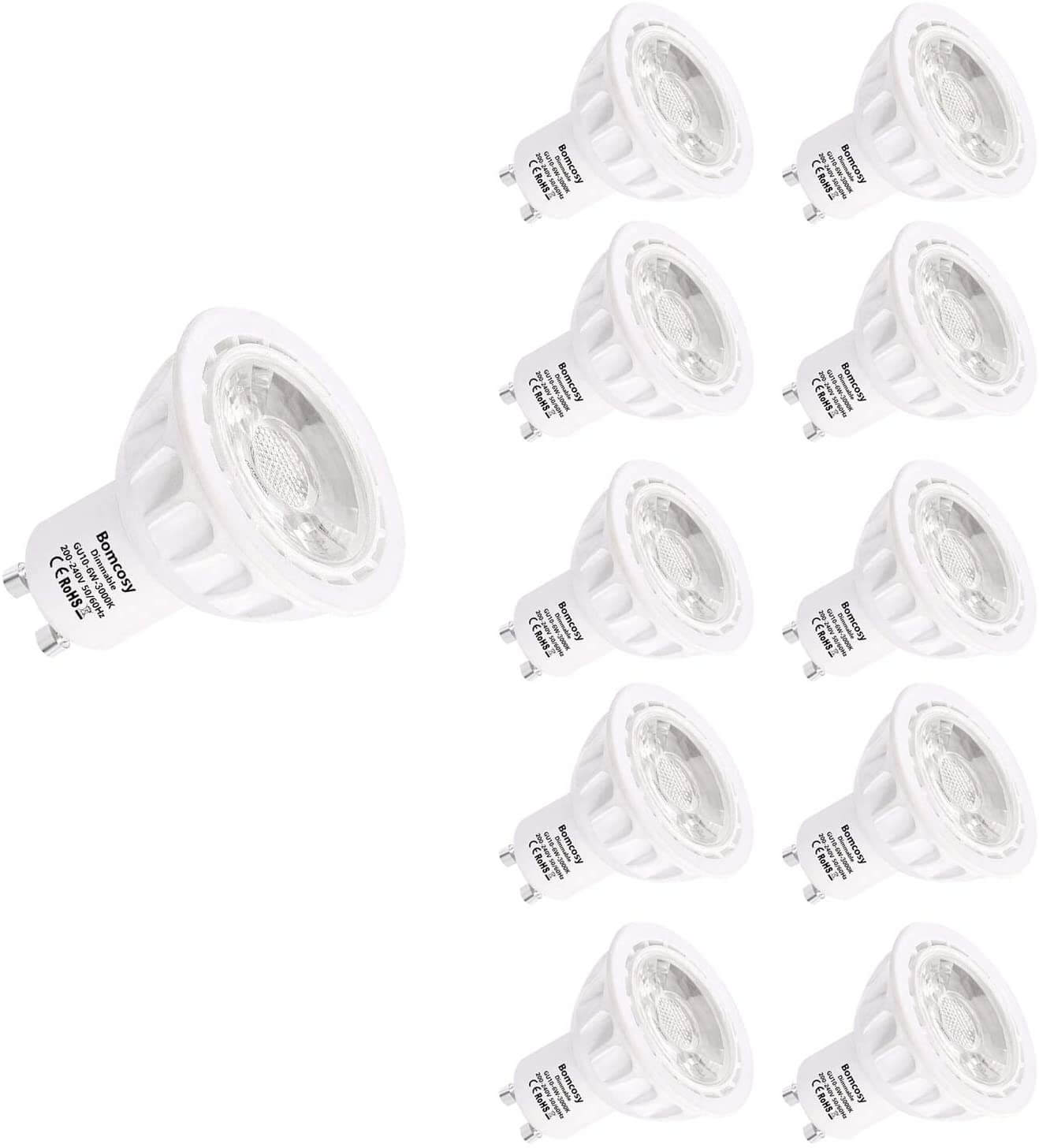 Bonlux Ampoules LED GU10 Dimmable, GU10 LED Blanc Chaud Ampoule 3000K, 5W  équivalent 50W Lampe Halogène, AC 230V 400LM Ampoule LED Spot Culot GU10,  38° Larges Faisceaux pour Salon(Lot de 10) 