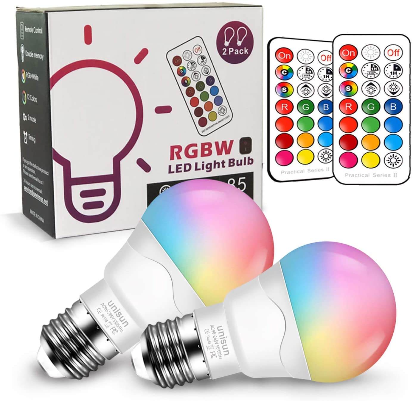 Ampoule led à changement de couleur ampoule avec télécommande (pack de 4)16  choix de couleurs différents en mode lisse, flash ou stroboscopique -  énergie de qualité supérieure