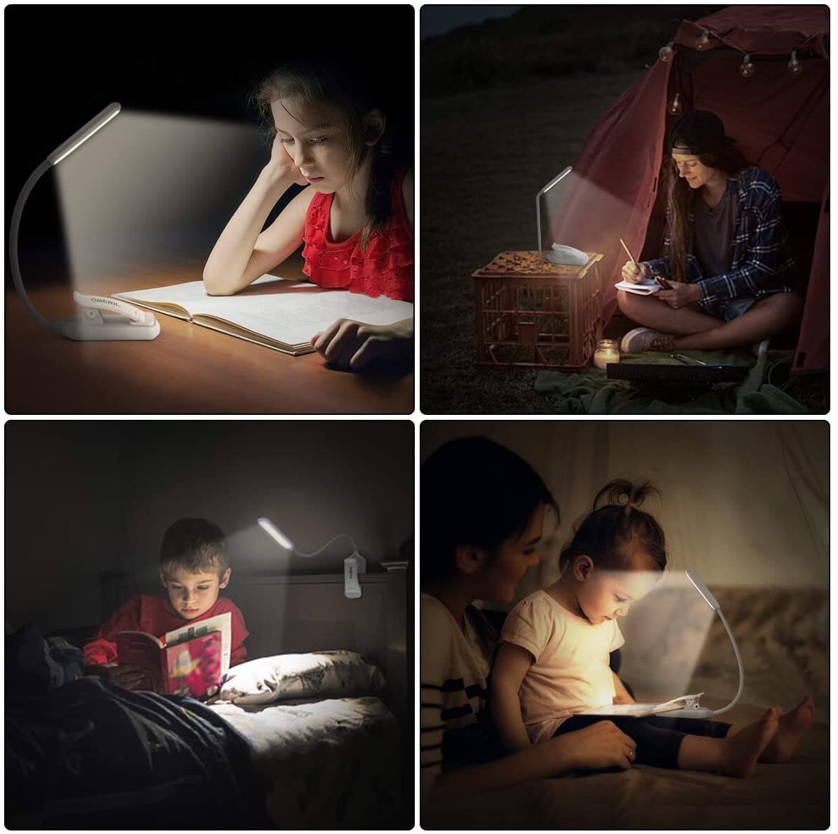 Lumière de lecture de cou, lampes de livre pour lire au lit, 3 niveaux  réglables