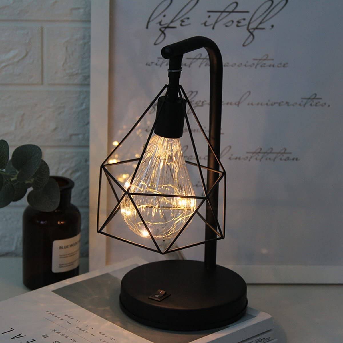 Lampe de Table de banquier sans fil, lampe de bureau de bibliothèque  Rechargeable, lampe à piles verte, lampe de chevet Portable en verre -   France