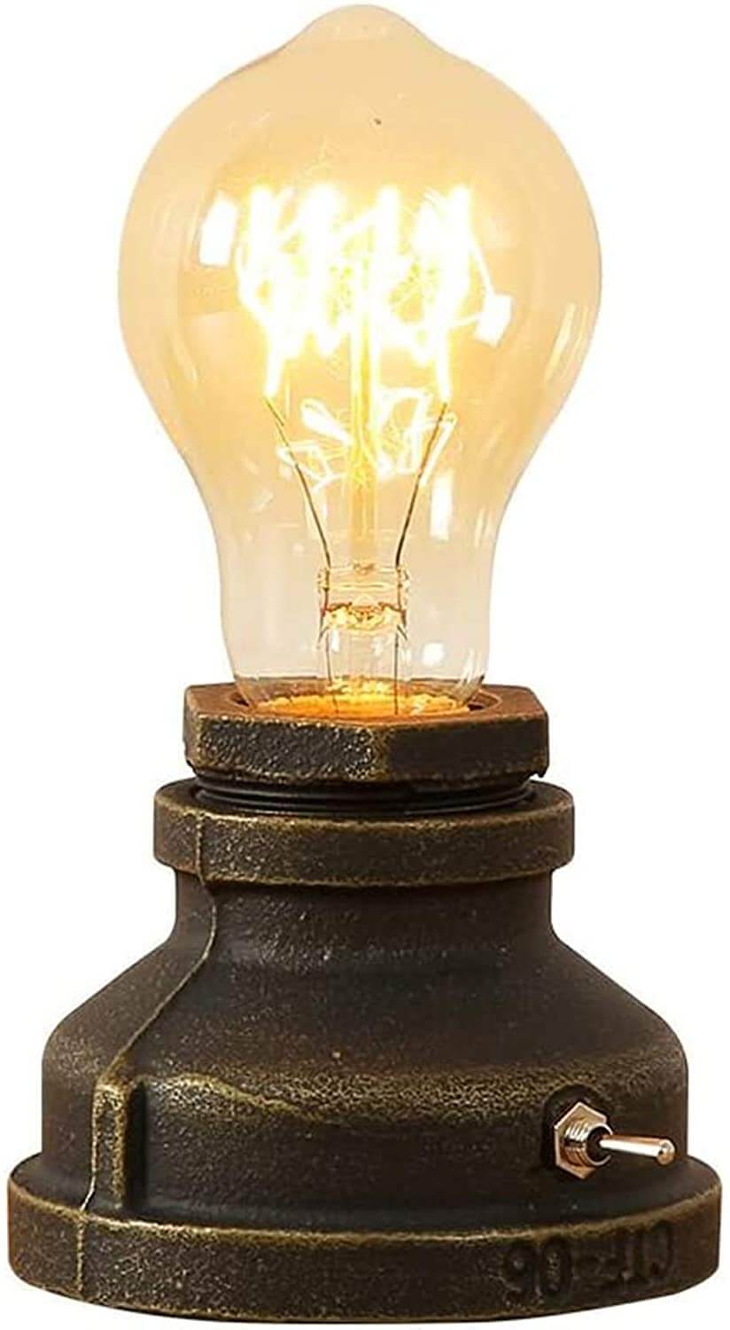 GBLY lampe de table vintage en bois lampe de chevet rétro E27 lampe de  bureau industrielle 20CM lampe de nuit avec prise pour chambre salon étude,  sans ampoules : : Luminaires et